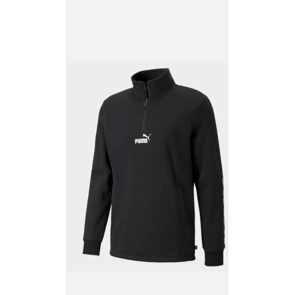 Puma Black Long Sleeves Logo Mens Medium 1/4 Zip Sweatshirt